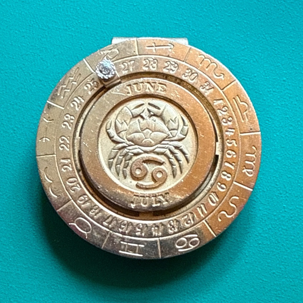 Vintage 70’s Pierre Cardin Gold Plated Zodiac Money Clip with Diamond